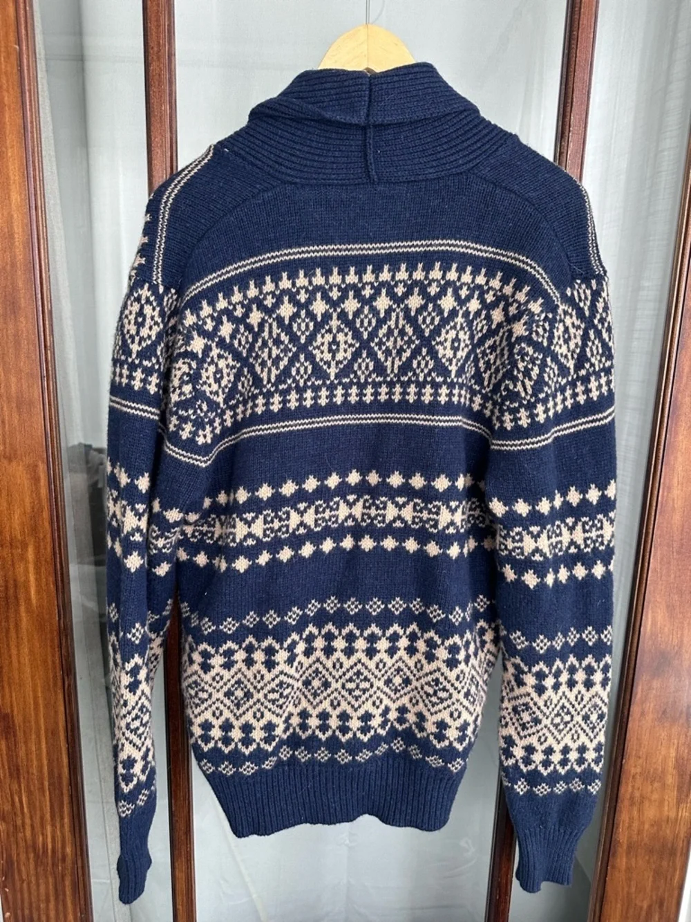 J. Crew Mens Shawl Collar Lambs Wool Blend Button Cardigan Sweater Size L Fisher